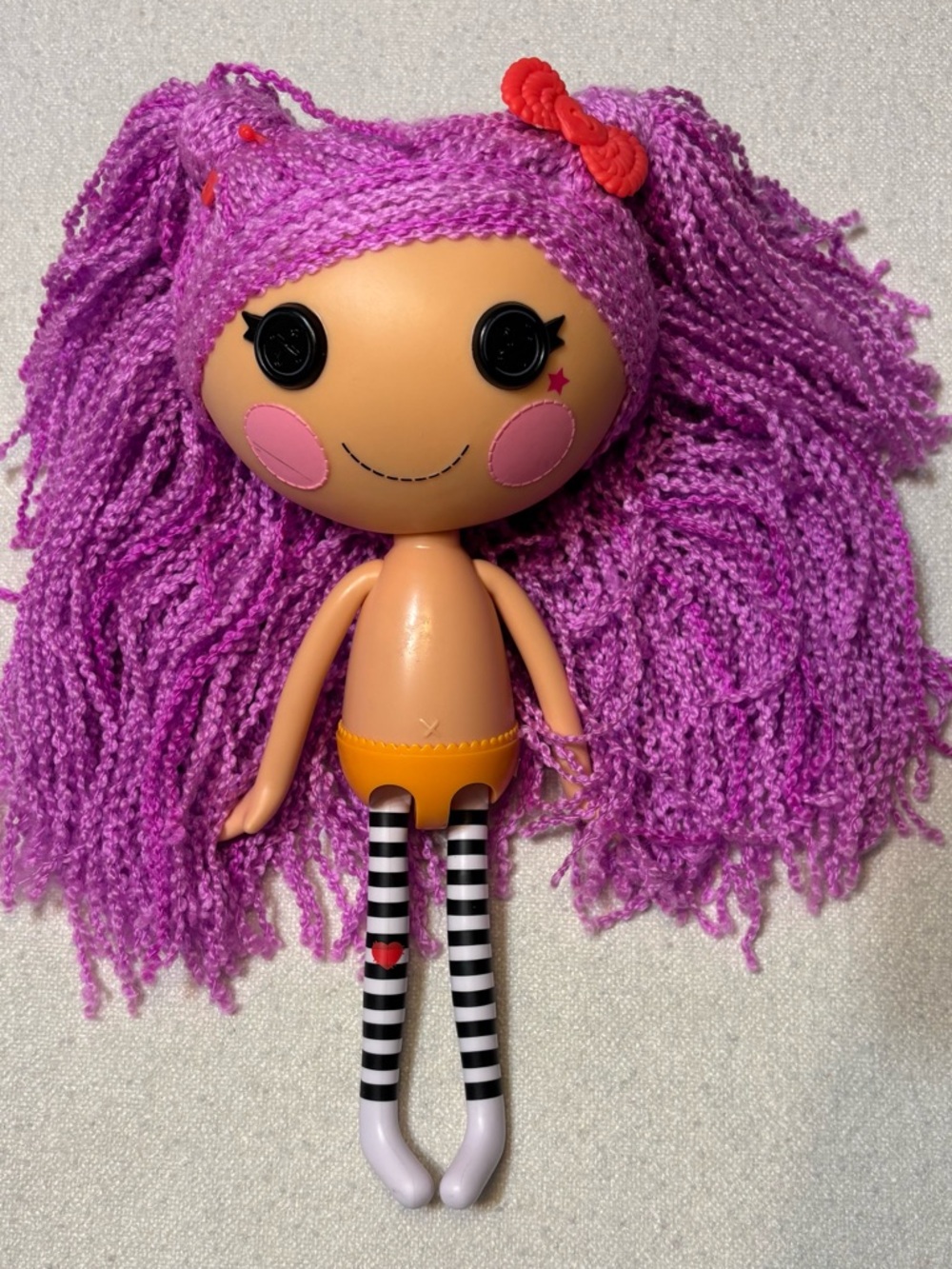 Lalaloopsy Peanut Big Top Doll MGA Purple Hair Button Eyes Striped Legs